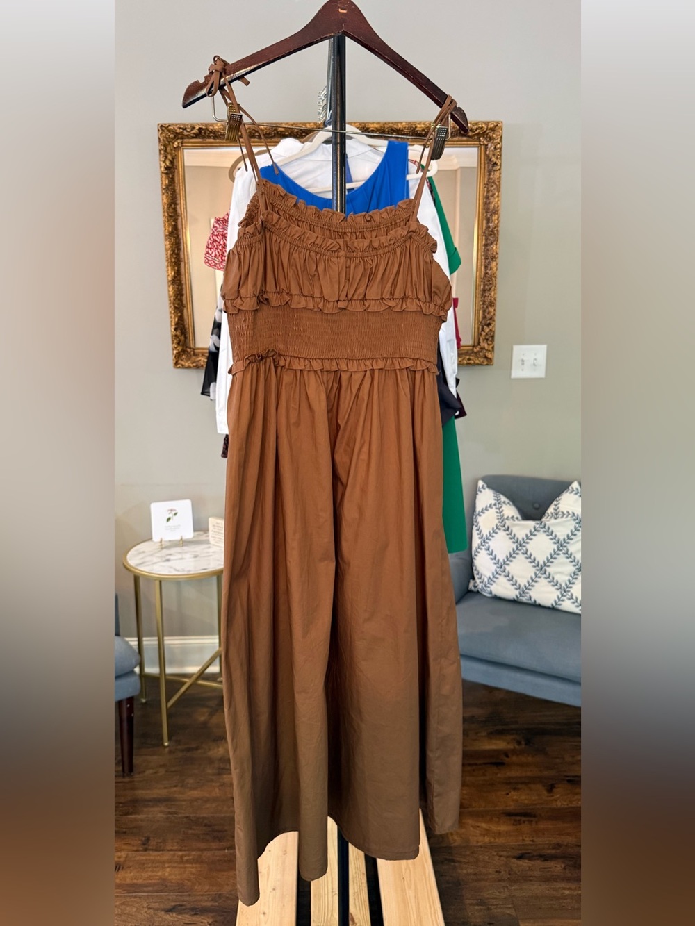 Sugarlips Brown Smocked Maxi Dress
